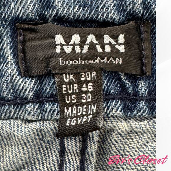 Boohoo Man Wide-Leg Jeans Blue Light Wash Vintage Style S 30 - Picture 4 of 8